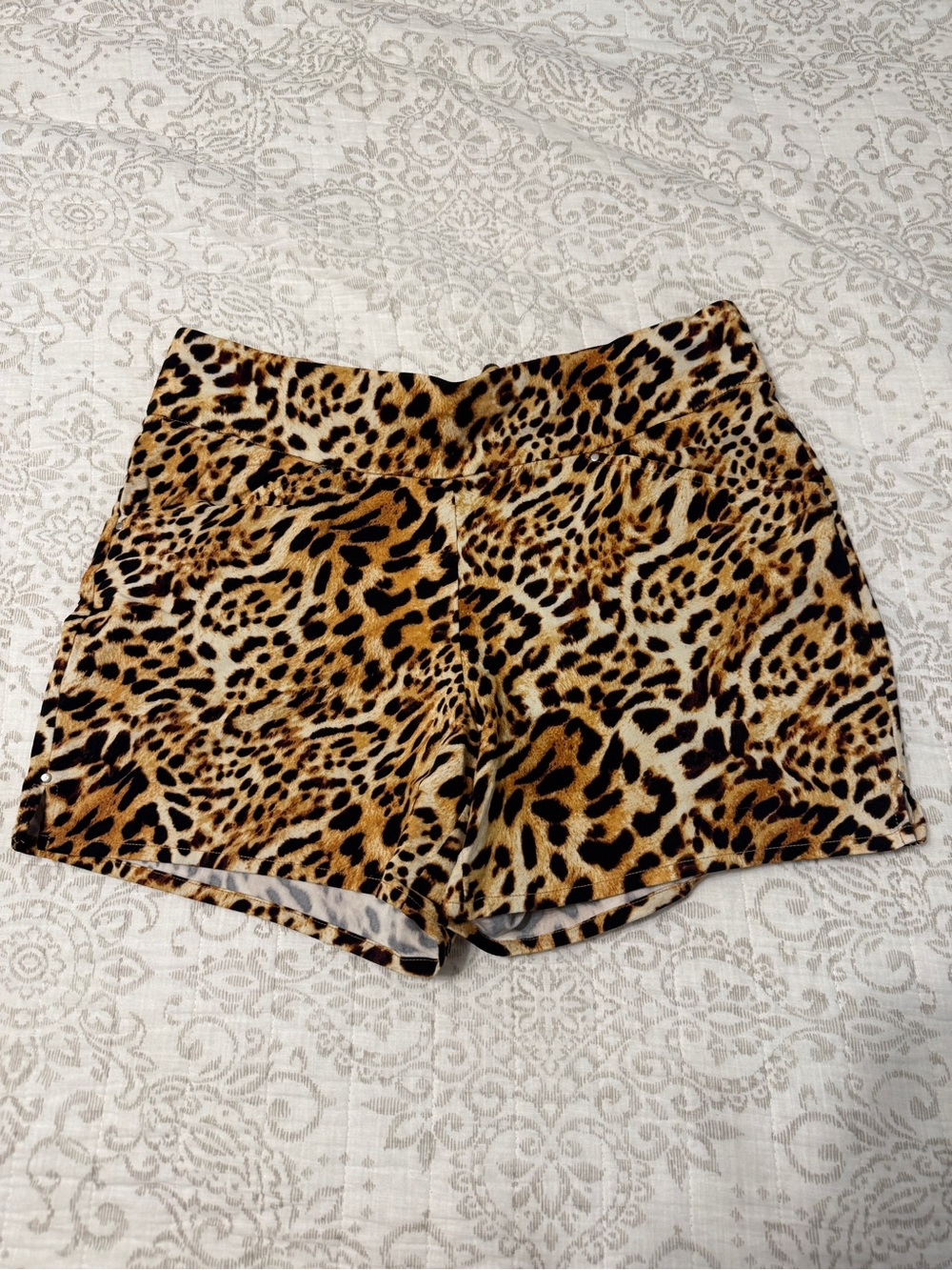 INC International Concepts Leopard Print High Waist Shorts - Tan & Black